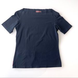 PRADA Linea Rossa Boatneck Navy Top M